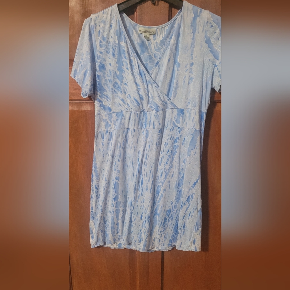 Windriver Boutique blue watercolor dress womens S M cruise